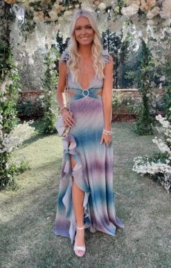 Show Me Your Mumu Francie Ruffle Dress ~ Ombre Metallic Crinkle