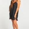 Show Me Your Mumu Throw And Go Tassel Mini Dress ~ Black Crinkle Gauze -Show Me Your Mumu 133870074230ad6845f32e6fc2aeed92