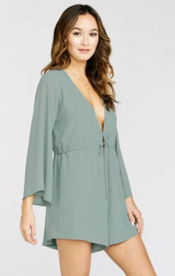 Show Me Your Mumu Roxy Romper ~ Silver Sage Crisp -Show Me Your Mumu 1aaf4efd3ded17d2b439b118121882b2