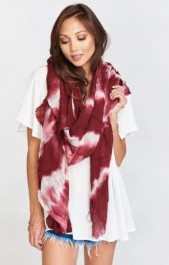 Show Me Your Mumu Island Maroon Tie Dye Scarf Or Sarong