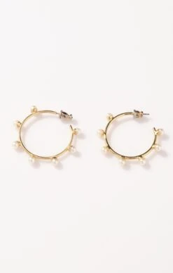 Show Me Your Mumu Faithy Jewels Faith Pearl Hoop Earrings~ 24K Gold Plated -Show Me Your Mumu 37 FAITHHOOP ECOMM FJ FEB11 1053