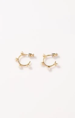 Show Me Your Mumu Faithy Jewels Mini Faith Pearl Hoop Earrings ~ 24K Gold Plated