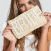 Show Me Your Mumu LJC Designs Bride Raffia Clutch ~ Beige/White -Show Me Your Mumu 4340c8a389c64850a111ecbc2b6857bd