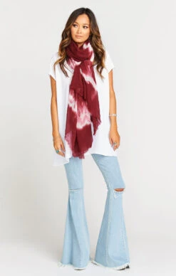 Show Me Your Mumu Island Maroon Tie Dye Scarf Or Sarong -Show Me Your Mumu 452067c79565c6f0611c90e41f79d1c8