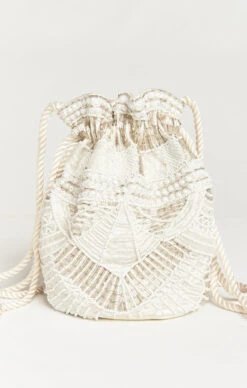 Show Me Your Mumu Cleobella X Mumu Penelope Beaded Bucket Bag ~ White -Show Me Your Mumu 48a822b73e3f6bef0e9af88e32c21b54