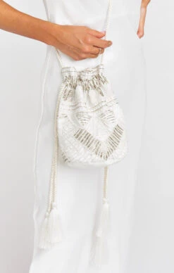 Show Me Your Mumu Cleobella X Mumu Penelope Beaded Bucket Bag ~ White
