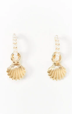 Show Me Your Mumu Tulla Shell Mini Hoop Earrings ~ Gold/Pearl -Show Me Your Mumu 71d1ba07e11a9d1775bee97bf07965a2