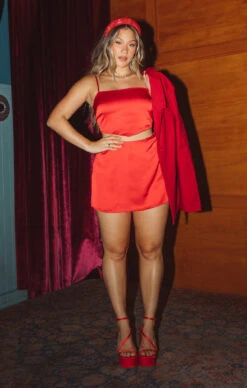 Show Me Your Mumu Scarf Top ~ Red Luxe Satin -Show Me Your Mumu 724A2621