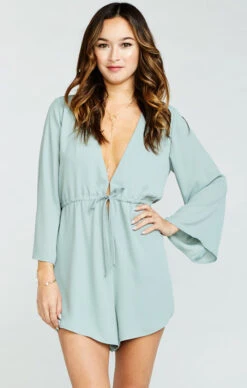 Show Me Your Mumu Roxy Romper ~ Silver Sage Crisp