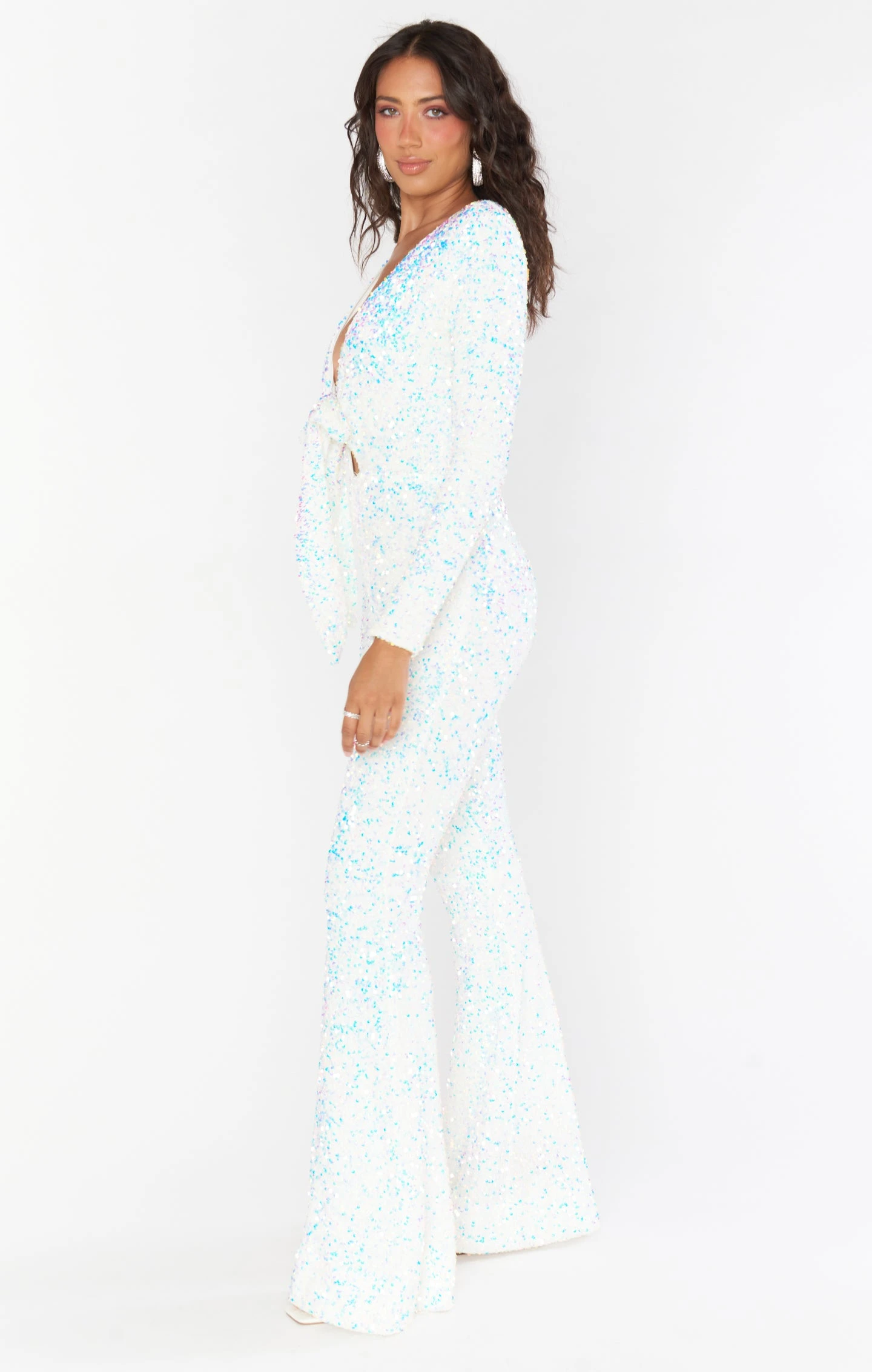 Show Me Your Mumu Martina Wrap Jumpsuit ~ White Sparkle Sequin 9 Show Me Your Mumu Martina Wrap Jumpsuit ~ White Sparkle Sequin - Image 7
