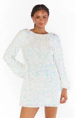 Show Me Your Mumu Clarabelle Dress ~ White Sparkle Sequin -Show Me Your Mumu BF3 5406 IW92 02