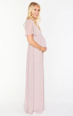 Show Me Your Mumu Emily Empire Maxi Dress ~ Neutral Mauve Chiffon -Show Me Your Mumu BF9 0238N CM24 02