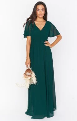 Show Me Your Mumu Emily Empire Maxi Dress ~ Emerald Chiffon