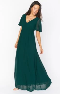 Show Me Your Mumu Emily Empire Maxi Dress ~ Emerald Chiffon -Show Me Your Mumu BM0 0223N ER24 02