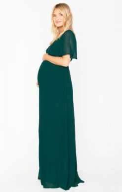 Show Me Your Mumu Emily Empire Maxi Dress ~ Emerald Chiffon -Show Me Your Mumu BM0 0223N ER24 06