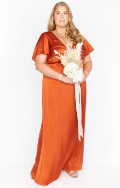 Show Me Your Mumu Rome Twist Gown ~ Burnt Orange Luxe Satin -Show Me Your Mumu BM0 0236NX RU62 01