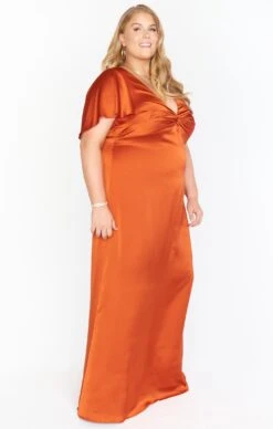 Show Me Your Mumu Rome Twist Gown ~ Burnt Orange Luxe Satin -Show Me Your Mumu BM0 0236NX RU62 03