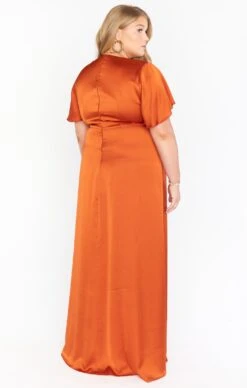 Show Me Your Mumu Rome Twist Gown ~ Burnt Orange Luxe Satin -Show Me Your Mumu BM0 0236NX RU62 04