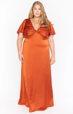 Show Me Your Mumu Rome Twist Gown ~ Burnt Orange Luxe Satin -Show Me Your Mumu BM0 0236NX RU62 05