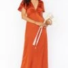 Show Me Your Mumu Rome Twist Gown ~ Burnt Orange Luxe Satin -Show Me Your Mumu BM0 0236N RU62 01