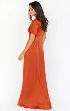Show Me Your Mumu Rome Twist Gown ~ Burnt Orange Luxe Satin -Show Me Your Mumu BM0 0236N RU62 03