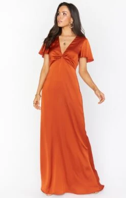 Show Me Your Mumu Rome Twist Gown ~ Burnt Orange Luxe Satin -Show Me Your Mumu BM0 0236N RU62 04