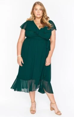 Show Me Your Mumu Jess Ruffle Midi Dress ~ Emerald Chiffon -Show Me Your Mumu BM0 0279X ER24 04 c8f7030f ca55 46ff 9b16 f74fb358f2c8