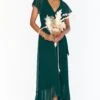 Show Me Your Mumu Jess Ruffle Midi Dress ~ Emerald Chiffon -Show Me Your Mumu BM0 0279 ER2401
