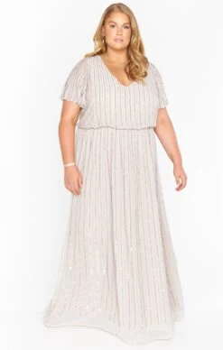 Show Me Your Mumu Michelle Flutter Maxi Dress ~ Dove Grey Beaded -Show Me Your Mumu BM0 0505NX DG44 01 cc70df64 7f76 44e9 b16d 92f2dbbe6f0e