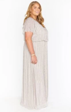 Show Me Your Mumu Michelle Flutter Maxi Dress ~ Dove Grey Beaded -Show Me Your Mumu BM0 0505NX DG44 02