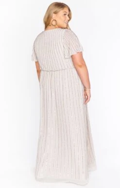 Show Me Your Mumu Michelle Flutter Maxi Dress ~ Dove Grey Beaded -Show Me Your Mumu BM0 0505NX DG44 03