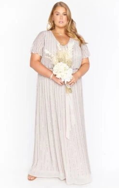 Show Me Your Mumu Michelle Flutter Maxi Dress ~ Dove Grey Beaded -Show Me Your Mumu BM0 0505NX DG44 04