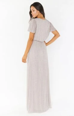 Show Me Your Mumu Michelle Flutter Maxi Dress ~ Dove Grey Beaded -Show Me Your Mumu BM0 0505N DG44 03