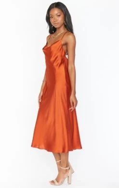 Show Me Your Mumu Verona Cowl Dress ~ Burnt Orange Luxe Satin -Show Me Your Mumu BM0 0510 RU62 04