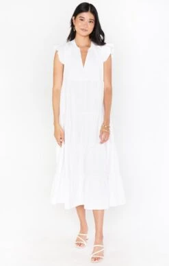 Show Me Your Mumu Mia James Midi Dress ~ White Poplin