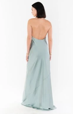 Show Me Your Mumu Jasmine Halter Maxi Dress ~ Silver Sage Luxe Satin -Show Me Your Mumu BM3 0368N SI62 03