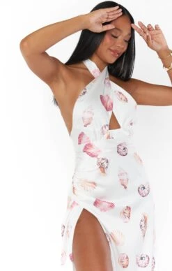 Show Me Your Mumu Adele Halter Maxi Dress ~ White Shell Luxe Satin -Show Me Your Mumu BM3 5375 QW62 03