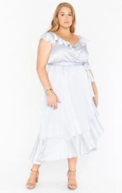 Show Me Your Mumu Samantha Ruffle Wrap Dress ~ Silver Luxe Satin -Show Me Your Mumu BR0 0239NX SL62 01