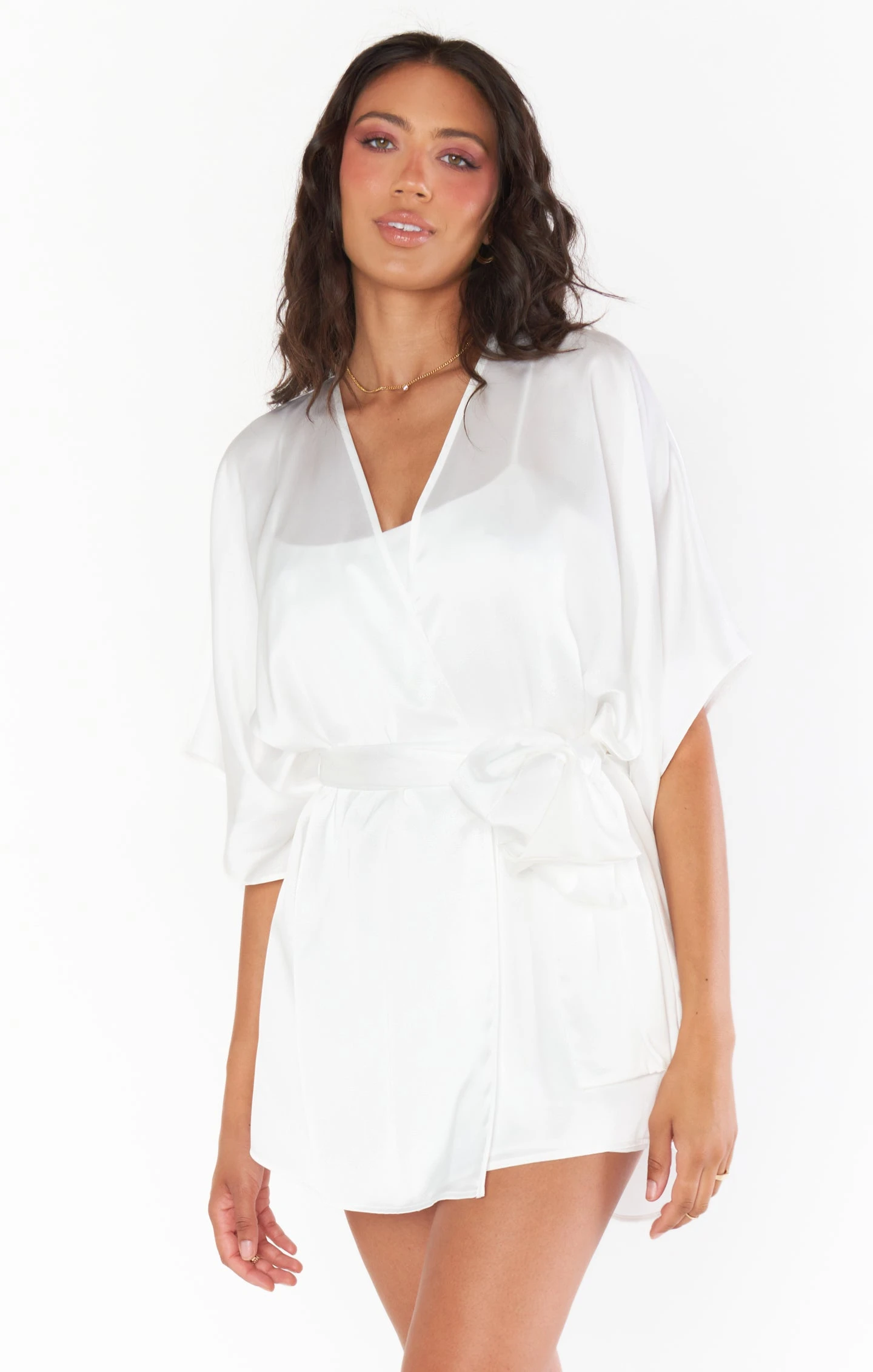 Show Me Your Mumu First Look Robe ~ Ivory Luxe Satin 5 Show Me Your Mumu First Look Robe ~ Ivory Luxe Satin - Image 3