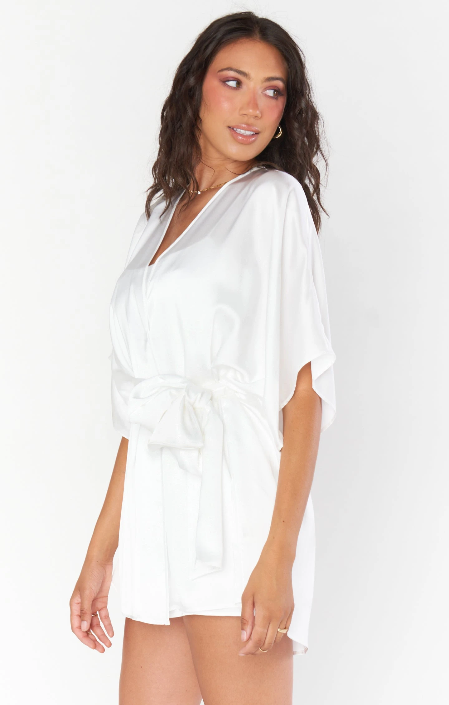 Show Me Your Mumu First Look Robe ~ Ivory Luxe Satin 7 Show Me Your Mumu First Look Robe ~ Ivory Luxe Satin - Image 5