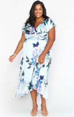 Show Me Your Mumu Jess Ruffle Midi Dress ~ Mint To Be Floral -Show Me Your Mumu BR9 0243X MB33 01 b60063d1 55b5 42b1 8388 e55c1bb2dc82
