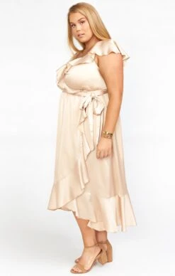 Show Me Your Mumu Samantha Ruffle Wrap Dress ~ Champagne Luxe Satin 36 Show Me Your Mumu Samantha Ruffle Wrap Dress ~ Champagne Luxe Satin -Show Me Your Mumu BS0 0239NX CH62 02
