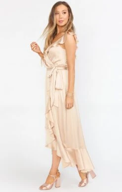 Show Me Your Mumu Samantha Ruffle Wrap Dress ~ Champagne Luxe Satin 32 Show Me Your Mumu Samantha Ruffle Wrap Dress ~ Champagne Luxe Satin -Show Me Your Mumu BS0 0239N CH62 02