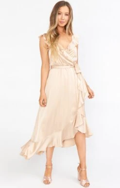 Show Me Your Mumu Samantha Ruffle Wrap Dress ~ Champagne Luxe Satin 34 Show Me Your Mumu Samantha Ruffle Wrap Dress ~ Champagne Luxe Satin -Show Me Your Mumu BS0 0239N CH62 04