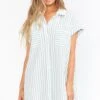Show Me Your Mumu Martin Shirt Dress ~ Sage Stripe -Show Me Your Mumu BS0 0272 SS73 01