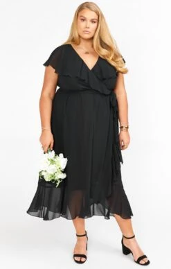 Show Me Your Mumu Jess Ruffle Midi Dress ~ Black Chiffon -Show Me Your Mumu BS0 0279X BL24 01 0f27c37e a68f 4cf0 bac9 bb591d799f05