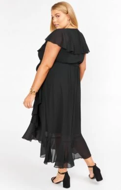 Show Me Your Mumu Jess Ruffle Midi Dress ~ Black Chiffon -Show Me Your Mumu BS0 0279X BL24 03