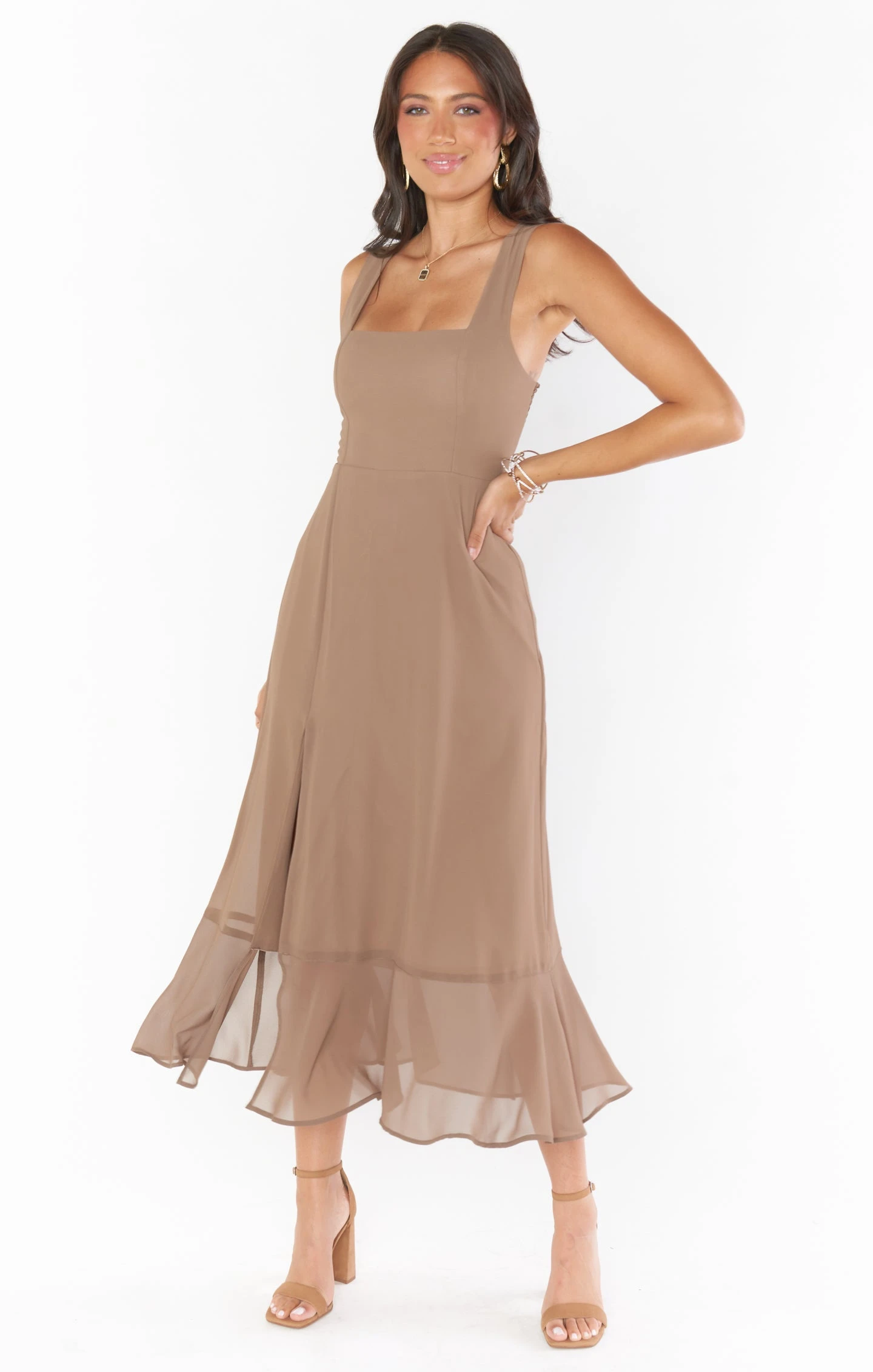 Show Me Your Mumu Claire Midi Dress ~ Dune Chiffon 6 Show Me Your Mumu Claire Midi Dress ~ Dune Chiffon - Image 4