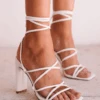 Show Me Your Mumu Billini Chrome Wrap Up Heels ~ White