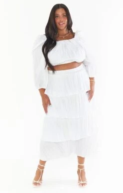 Show Me Your Mumu Full Swing Skirt ~ White Crinkle